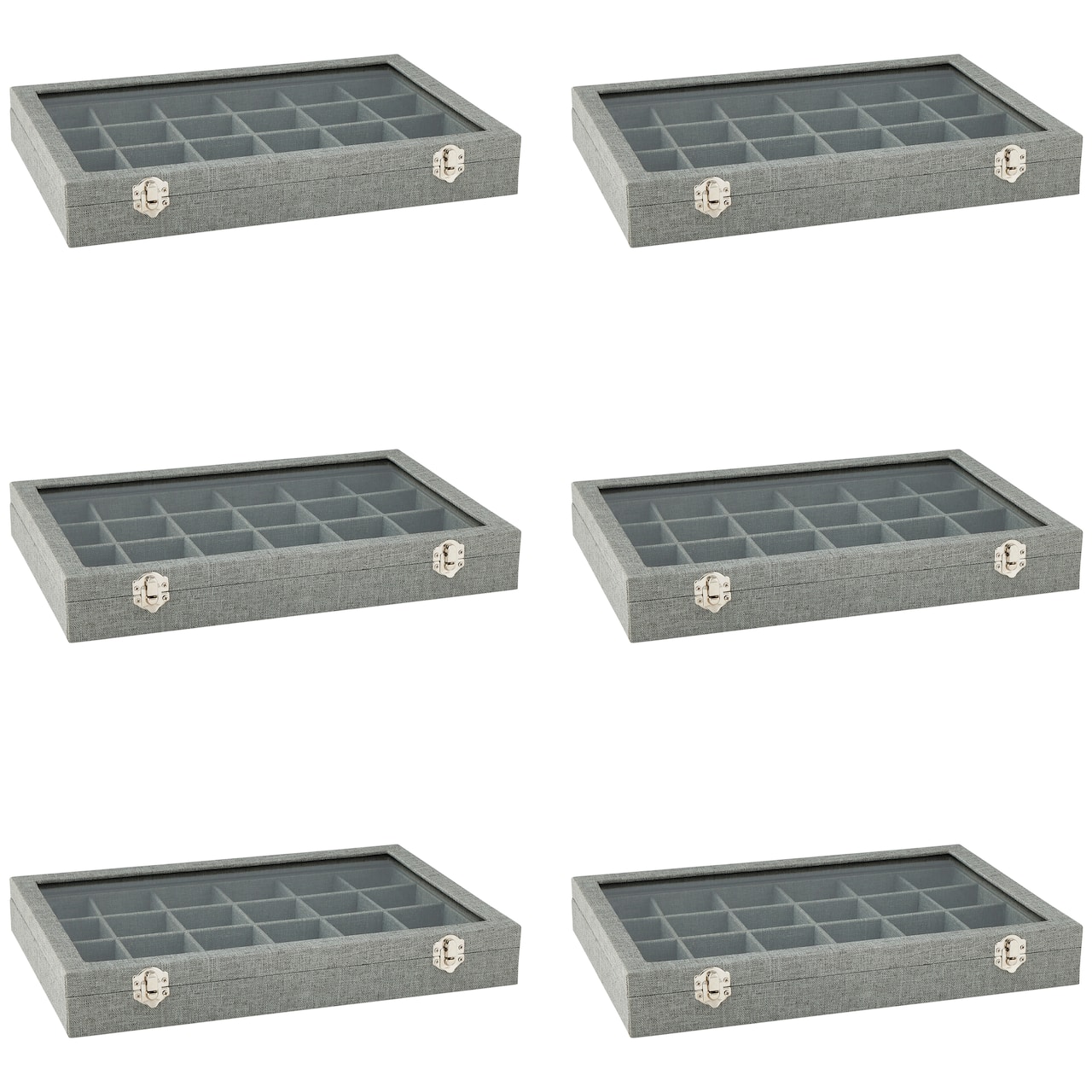 6 Pack: Gray Jewelry Tray with Lid by Bead Landing™